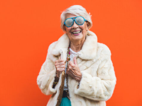 Happy older adult woman, senior sales experts, Selling seniors real estate